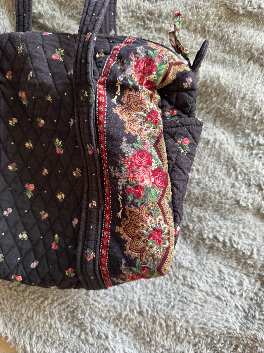 VERA BRADLEY Vintage Small Black Floral Duffle - Picture 9 of 11